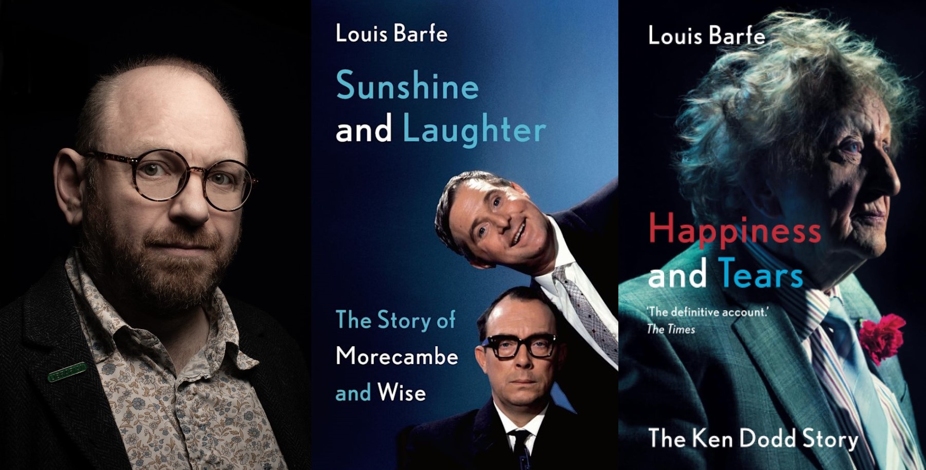 Portrait of Louis Barfe by the Great Andy Hollingworth, plus the covers of Sunshine and Laughter and Happiness and Tears.